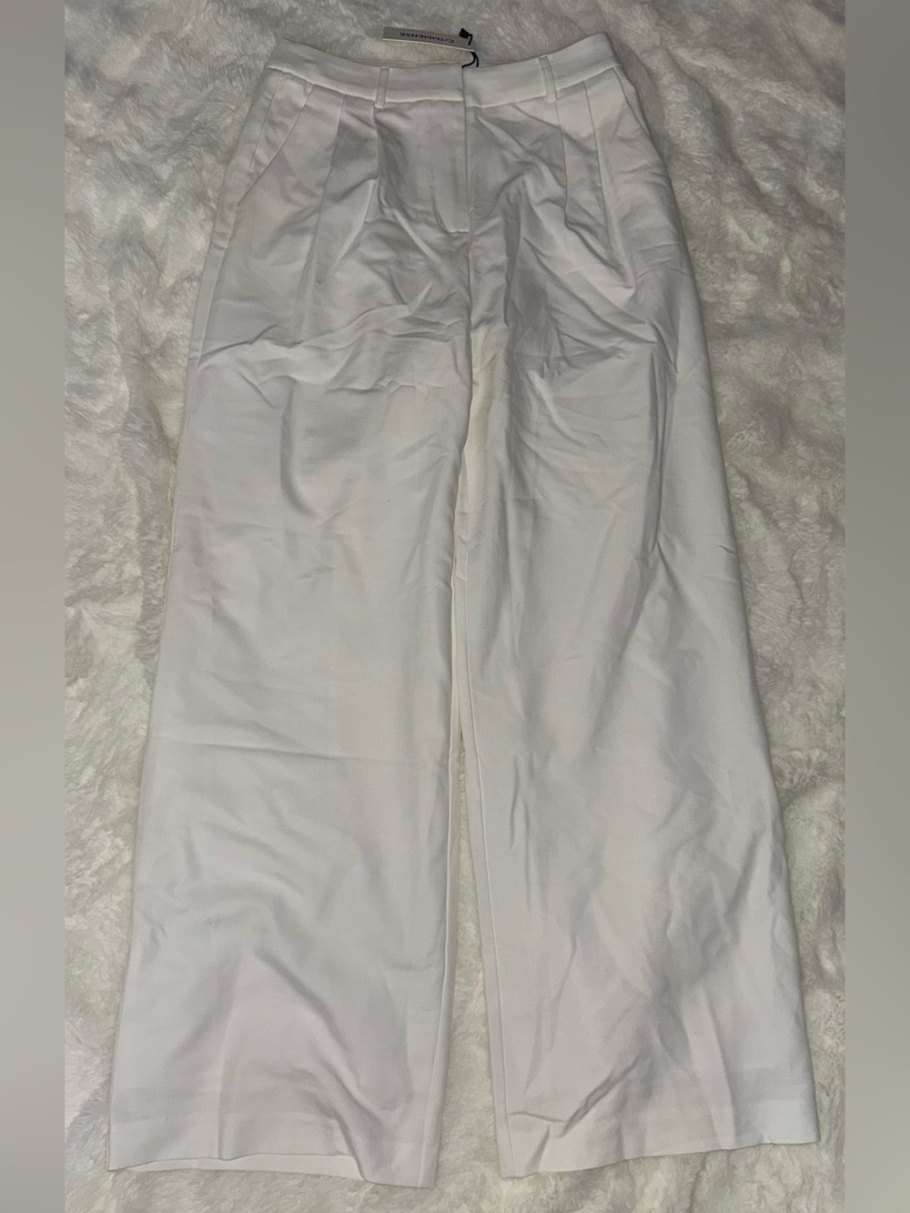 Commense White Wide-Leg Trousers (Double-lined)